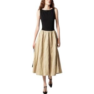 J. Crew Knit Mixy Boatneck Cotton Cocktail Dress NWT S Black & Gold